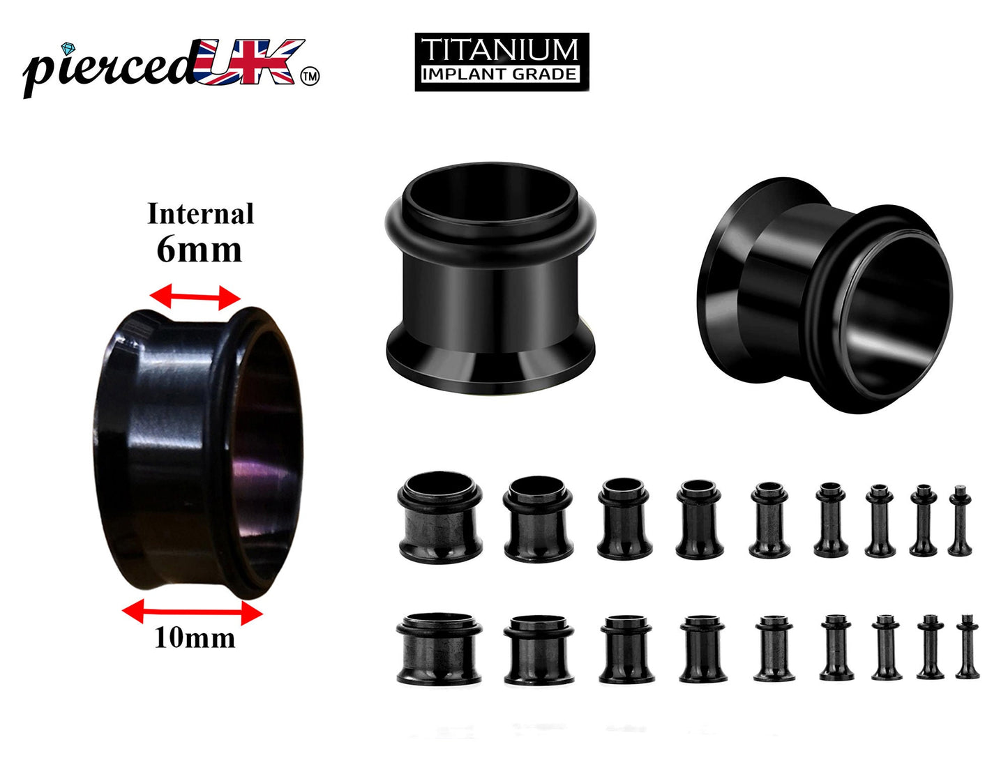 Steel Plugs, Single Flare Tunnels - Titanium Steel Plugs Earrings Piercing Tunnel with rubber O-ring for Ear Lobe Earring, Body Modification