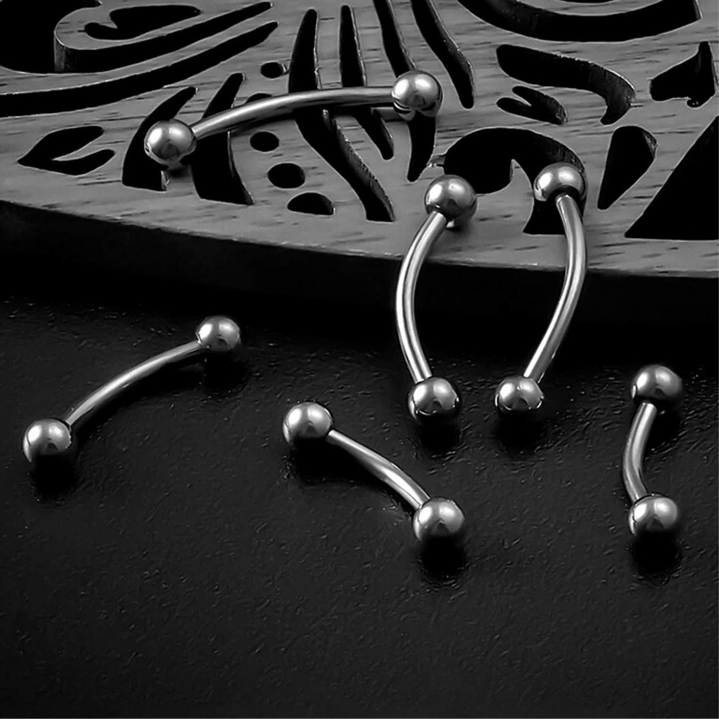 Titanium Jestrum Piercing, Lip Curved Bar Jewelry - External / Internal 18g 16g 14g Bent Barbell Body Piercing also for Rook, Daith, Eyebrow