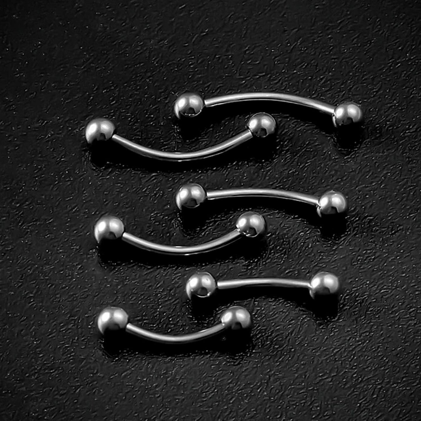 Titanium Jestrum Piercing, Lip Curved Bar Jewelry - External / Internal 18g 16g 14g Bent Barbell Body Piercing also for Rook, Daith, Eyebrow
