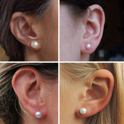 Pearl Earrings, Pearl Studs -  Fresh Water Cultured Pearl - White, Peach & Dark Grey Shell Earrings - Surgical Steel Post