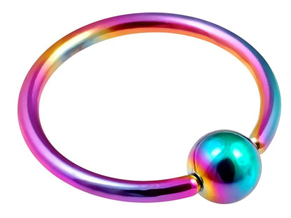 Rainbow Septum Ring, Captive Bead Ring 16g( 1.2mm) Piercings for Ear, Lip Ring, Nipple Ring and more – Gauge 18g to 0g – Length 6mm to 19mm