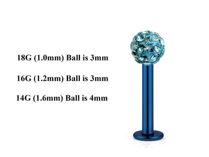 Teal Blue Labret Stud, Labret Piercing – Custom Lip Labret 18g 16g 14g Labret Piercing for Lip, Chin – Choose Top Ball in the Options