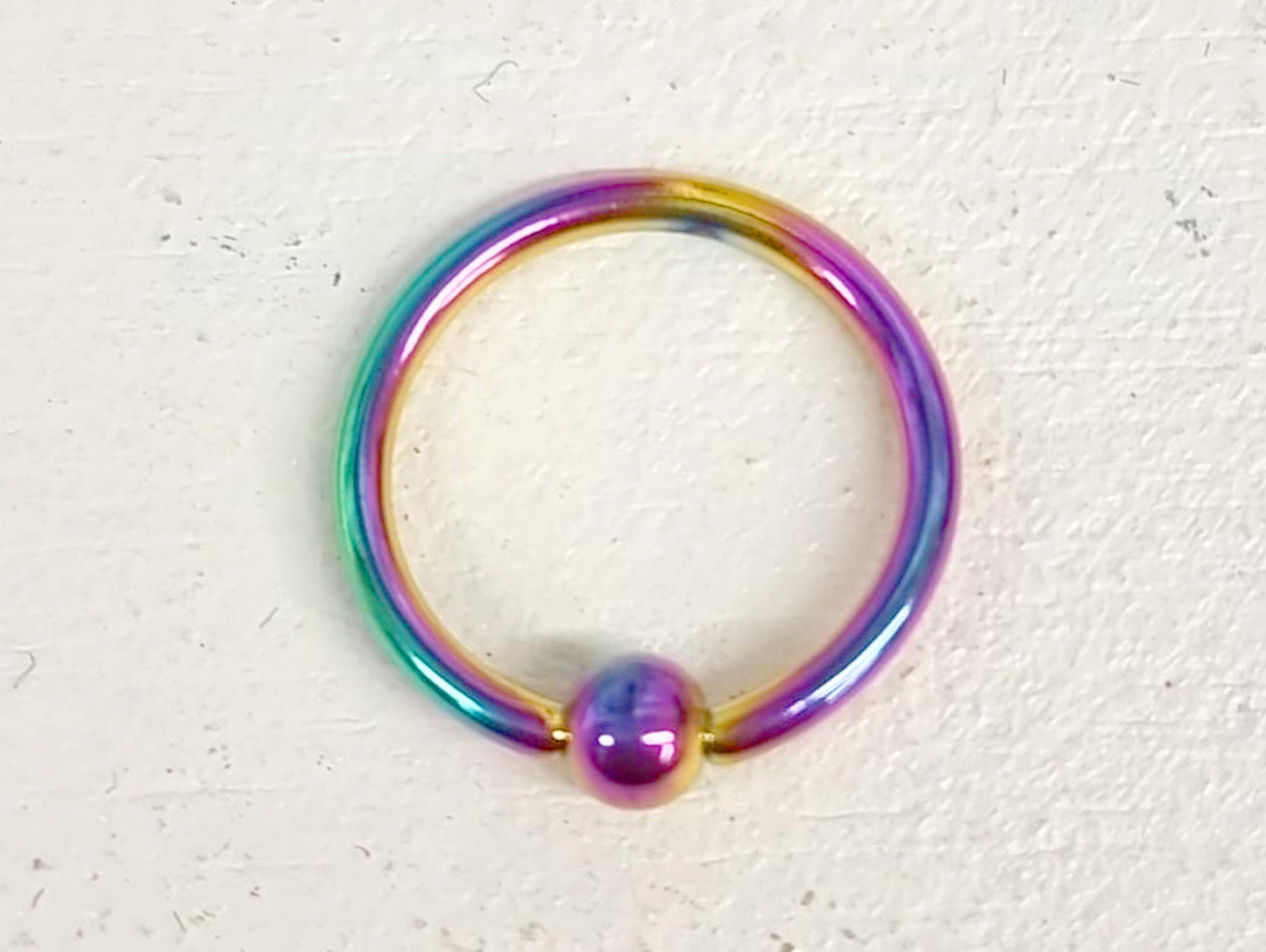 Rainbow Septum Ring, Captive Bead Ring 16g( 1.2mm) Piercings for Ear, Lip Ring, Nipple Ring and more – Gauge 18g to 0g – Length 6mm to 19mm