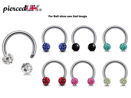 Septum Ring, Horseshoe Barbell with Disco Balls - 18G, 16G, 14G - Sizes 6mm to 16mm - Piercing for Nose, Eyebrow, Ears, Lip Ring, Nipple.