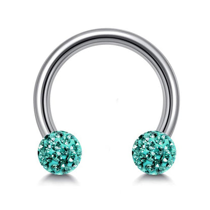 Septum Ring, Horseshoe Barbell with Disco Balls - 18G, 16G, 14G - Sizes 6mm to 16mm - Piercing for Nose, Eyebrow, Ears, Lip Ring, Nipple.