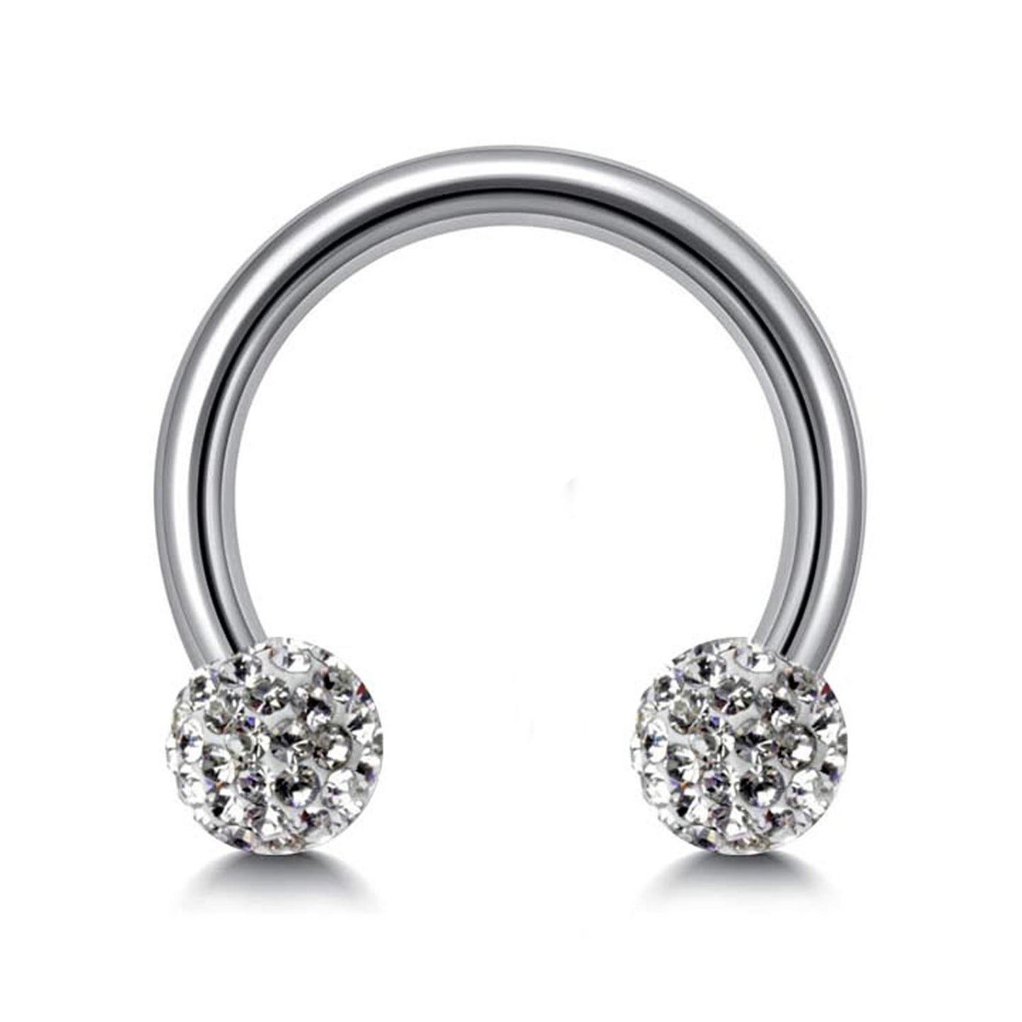 Septum Ring, Horseshoe Barbell with Disco Balls - 18G, 16G, 14G - Sizes 6mm to 16mm - Piercing for Nose, Eyebrow, Ears, Lip Ring, Nipple.