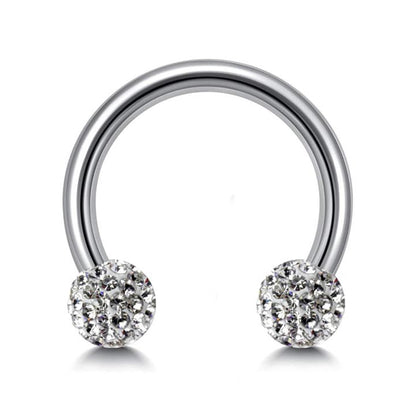 Septum Ring, Horseshoe Barbell with Disco Balls - 18G, 16G, 14G - Sizes 6mm to 16mm - Piercing for Nose, Eyebrow, Ears, Lip Ring, Nipple.