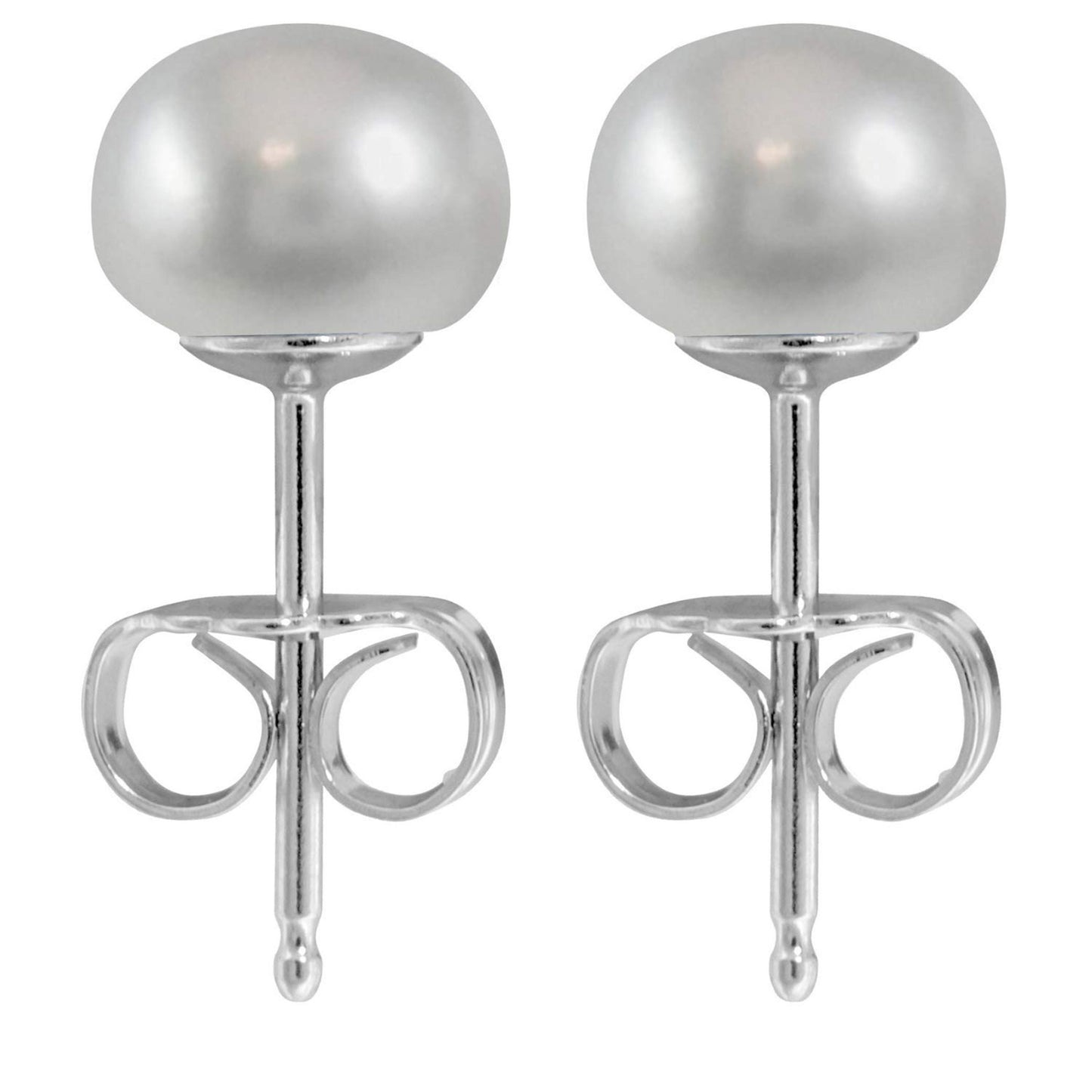Pearl Earrings, Pearl Studs -  Fresh Water Cultured Pearl - White, Peach & Dark Grey Shell Earrings - Surgical Steel Post