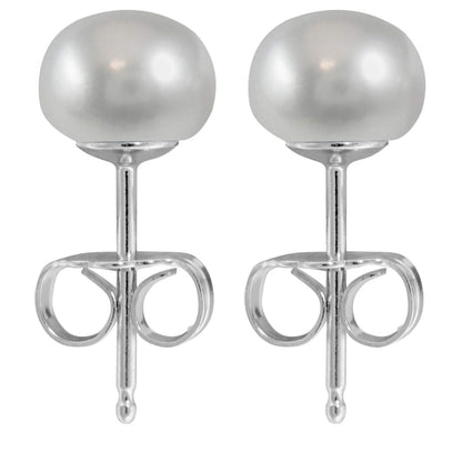 Pearl Earrings, Pearl Studs -  Fresh Water Cultured Pearl - White, Peach & Dark Grey Shell Earrings - Surgical Steel Post