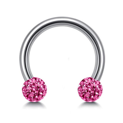 Septum Ring, Horseshoe Barbell with Disco Balls - 18G, 16G, 14G - Sizes 6mm to 16mm - Piercing for Nose, Eyebrow, Ears, Lip Ring, Nipple.