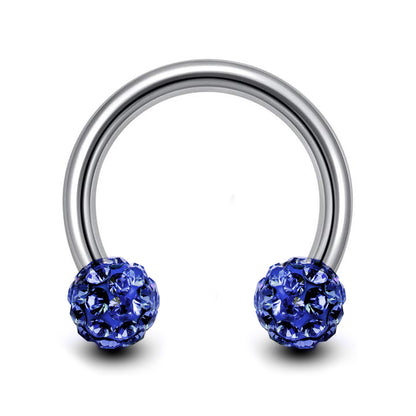 Septum Ring, Horseshoe Barbell with Disco Balls - 18G, 16G, 14G - Sizes 6mm to 16mm - Piercing for Nose, Eyebrow, Ears, Lip Ring, Nipple.