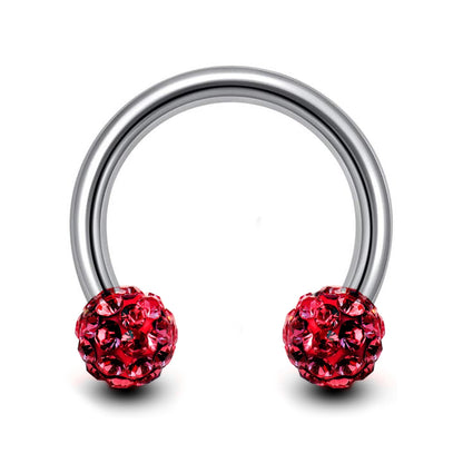 Septum Ring, Horseshoe Barbell with Disco Balls - 18G, 16G, 14G - Sizes 6mm to 16mm - Piercing for Nose, Eyebrow, Ears, Lip Ring, Nipple.