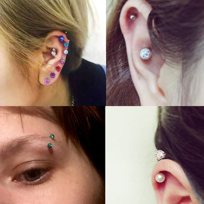 Titanium Barbell Piercing - Industrial Earrings – 16g, 14g (1.2mm & 1.6mm) – Piercing for Tongue Bars, Nipple Piercing, Ears – 6mm to 44mm