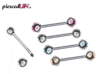 Barbell Earrings Industrial Barbell Piercing -   16g, 14g – Tongue Bar Piercing, Nipple Piercing, Ears, Lobes – Length from 6mm to 12mm