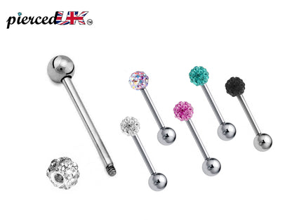 Industrial Piercing Barbell Earrings - 20g 18g 16g 14g – Tongue Piercing Bar, Nipple Piercing, Ears Stud – Length 6mm to 44mm