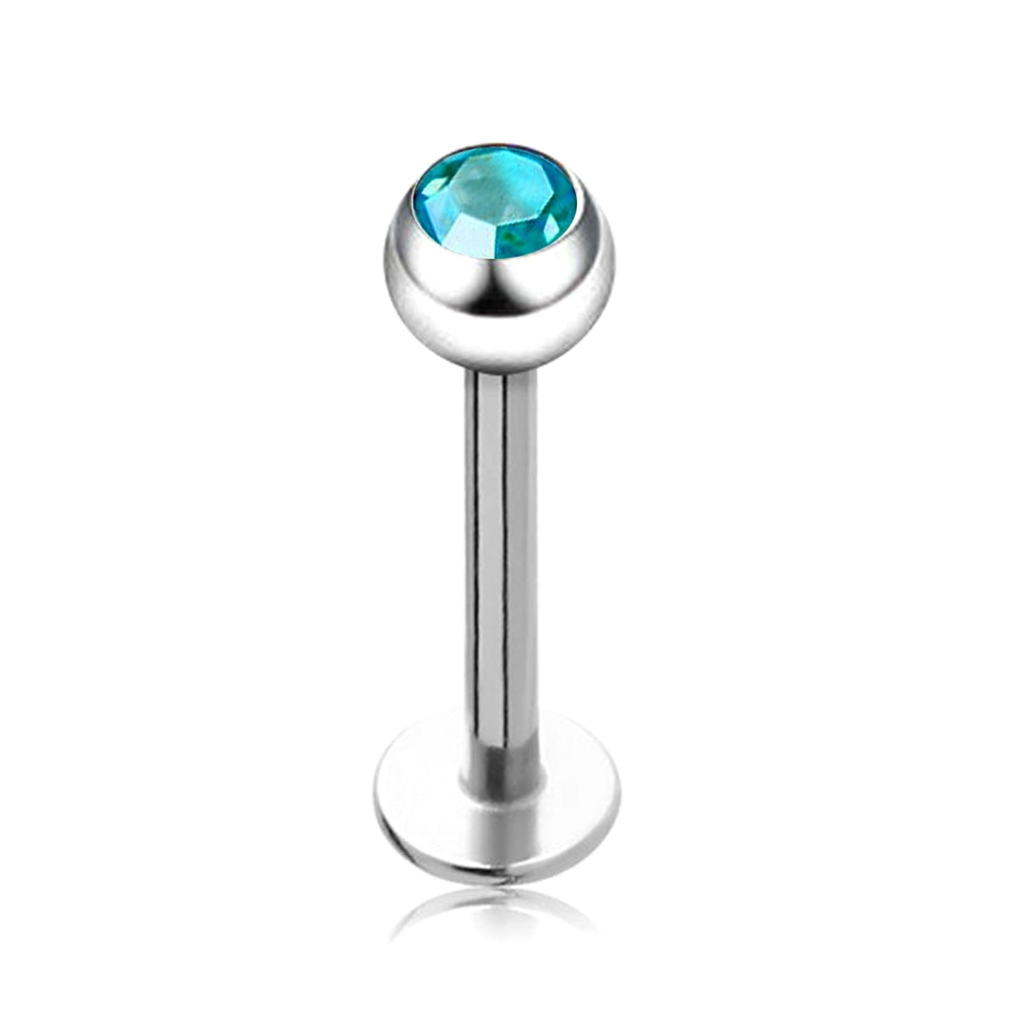 Labret Gem, Labret Lip Piercing with Gem Crystal Ball – Flatback Lip Piercing Jewelry – 18g 16g 14g Labret Piercing for Lip, Chin and More