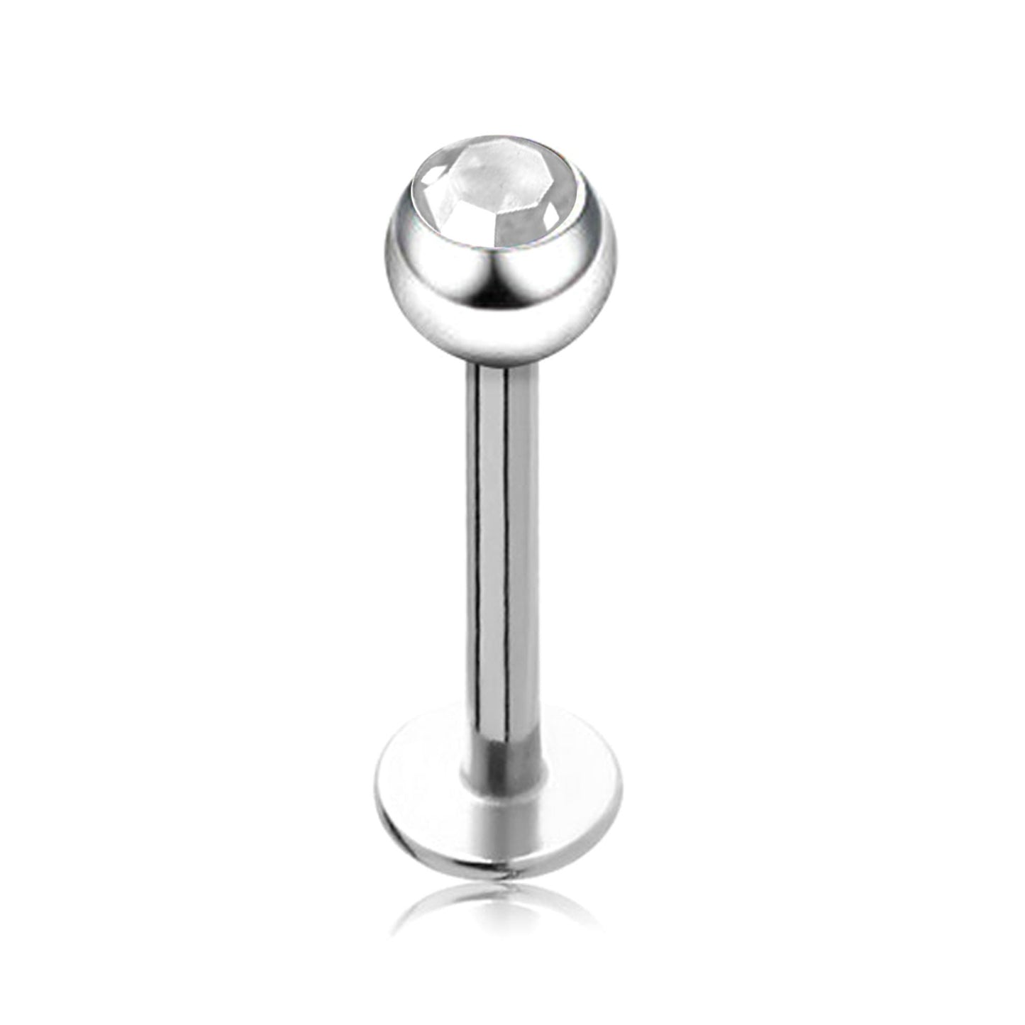 Labret Gem, Labret Lip Piercing with Gem Crystal Ball – Flatback Lip Piercing Jewelry – 18g 16g 14g Labret Piercing for Lip, Chin and More