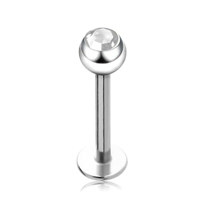 Labret Gem, Labret Lip Piercing with Gem Crystal Ball – Flatback Lip Piercing Jewelry – 18g 16g 14g Labret Piercing for Lip, Chin and More