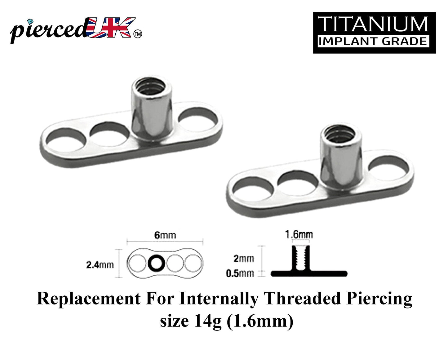 Titanium Dermal Anchor Replacement Piercing Parts – 2 pieces –14g Dermal Anchor Base Plate Disc with 3 Holes – Micro dermal Skin Implants