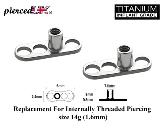 Titanium Dermal Anchor Replacement Piercing Parts – 2 pieces –14g Dermal Anchor Base Plate Disc with 3 Holes – Micro dermal Skin Implants