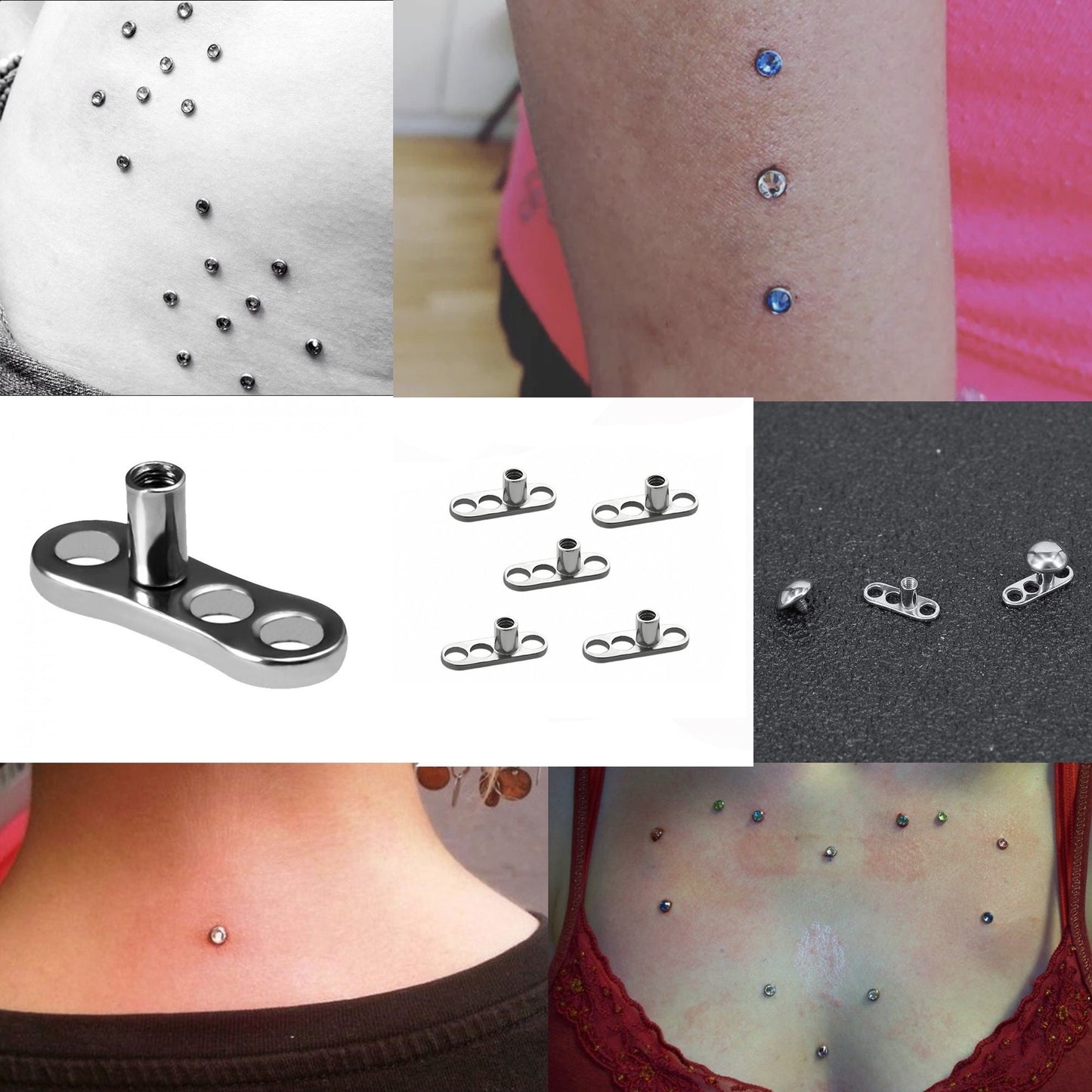 Titanium Dermal Anchor Replacement Piercing Parts – 2 pieces –14g Dermal Anchor Base Plate Disc with 3 Holes – Micro dermal Skin Implants