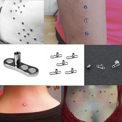 Titanium Dermal Anchor Replacement Piercing Parts – 2 pieces –14g Dermal Anchor Base Plate Disc with 3 Holes – Micro dermal Skin Implants