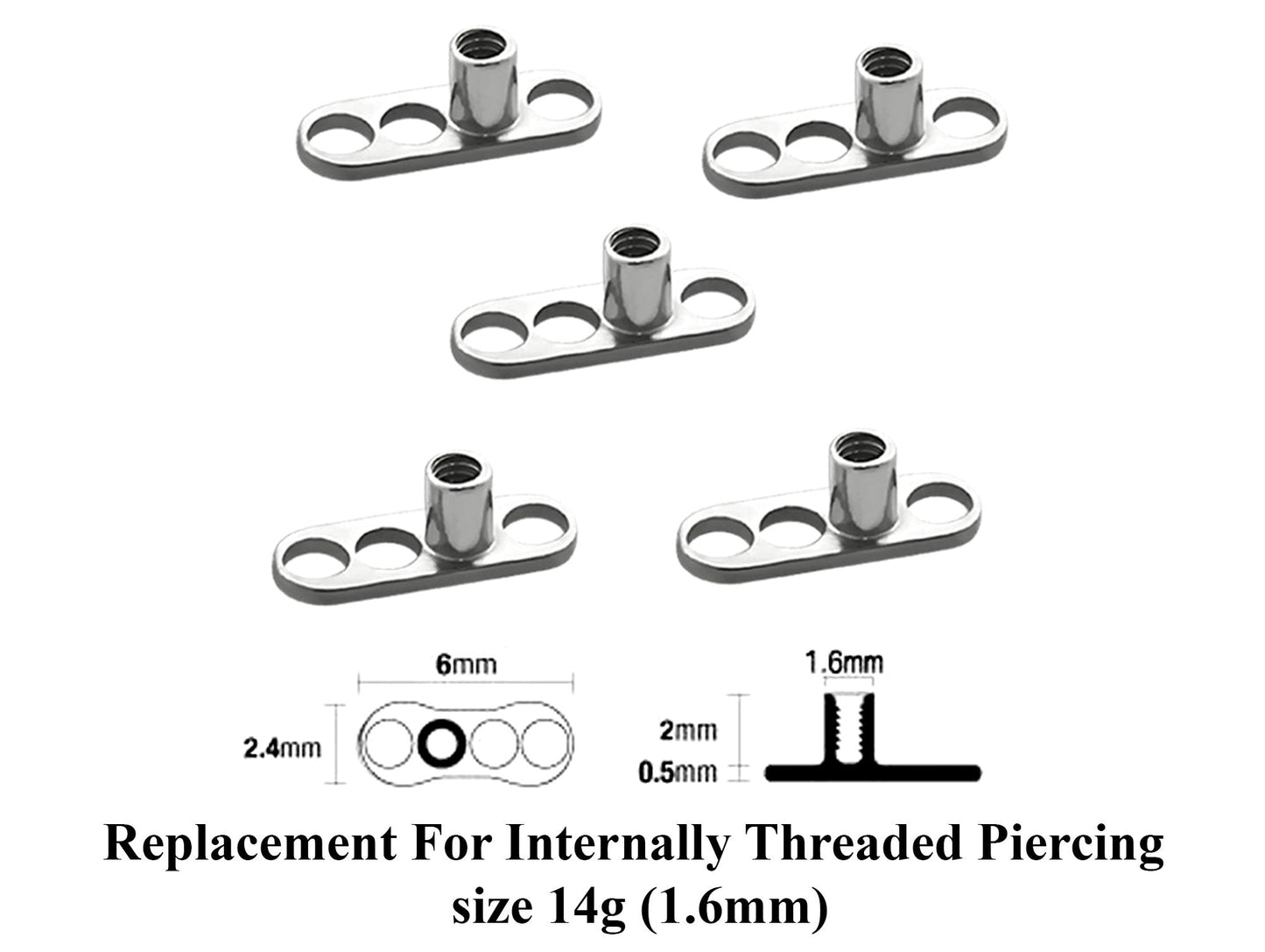 Titanium Dermal Anchor Replacement Piercing Parts – 2 pieces –14g Dermal Anchor Base Plate Disc with 3 Holes – Micro dermal Skin Implants