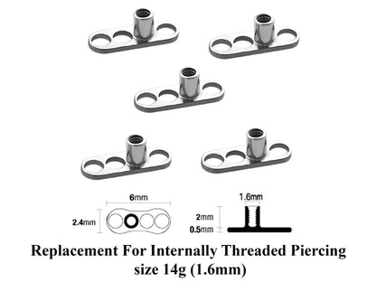 Titanium Dermal Anchor Replacement Piercing Parts – 2 pieces –14g Dermal Anchor Base Plate Disc with 3 Holes – Micro dermal Skin Implants