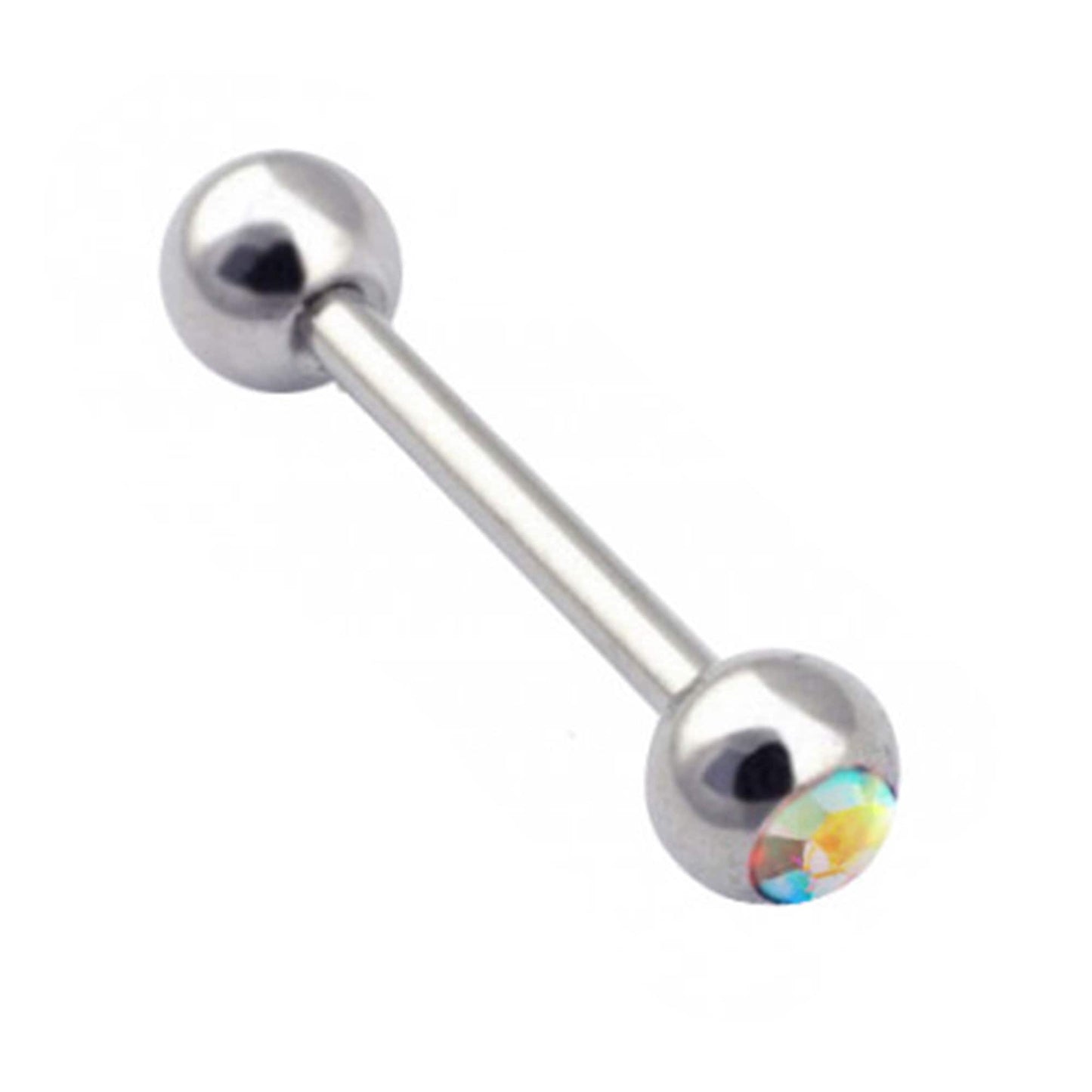 Barbell Piercing, Industrial Piercing with Gem Ball Crystals –18g 16g 14g Piercing for Tongue, Nipple Piercing, Ears – Size from 6mm to 44mm