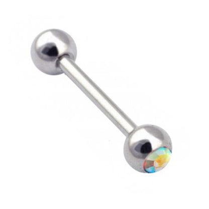 Barbell Piercing, Industrial Piercing with Gem Ball Crystals –18g 16g 14g Piercing for Tongue, Nipple Piercing, Ears – Size from 6mm to 44mm