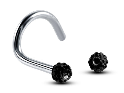 Nose Studs, Nose Ring - Nostril Screw Ring with Ferido Ball Crystal  - Nose Piercing 18G, 16G