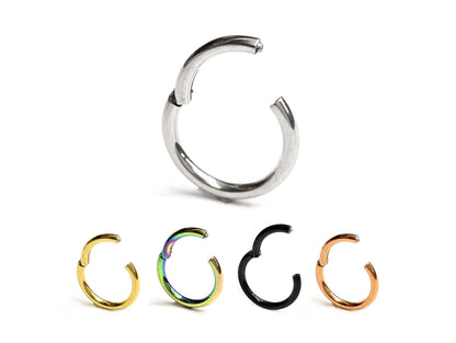 Segment Septum Ring, Hinged Nose Ring - 20G to 8G - 6mm to 16mm - Available in Steel, Gold, Rose Gold, Black, Rainbow - 1pc each order