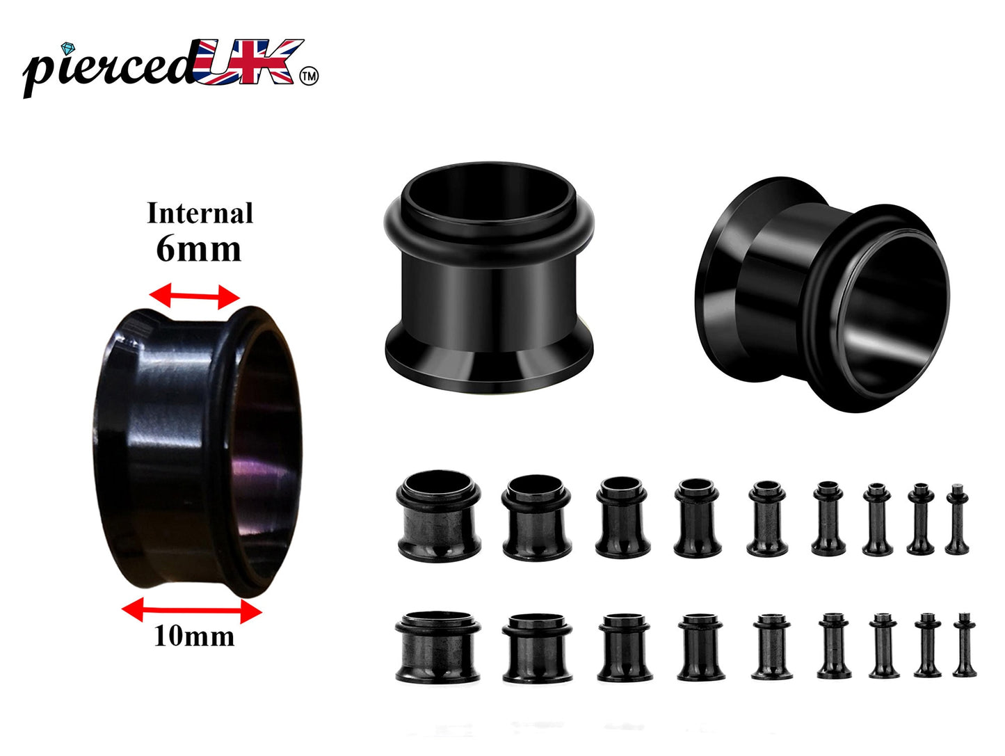 Steel Plugs, Single Flare Tunnels - Surgical Steel Plugs Earrings Piercing Tunnel with rubber O-ring for Ear Lobe Earring, Body Modification