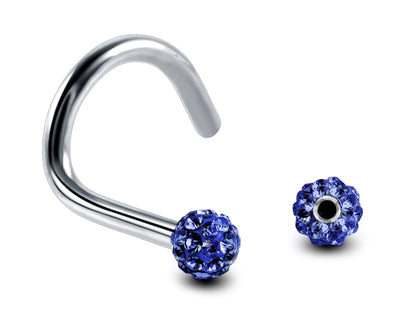 Nose Studs, Nose Ring - Nostril Screw Ring with Ferido Ball Crystal  - Nose Piercing 18G, 16G