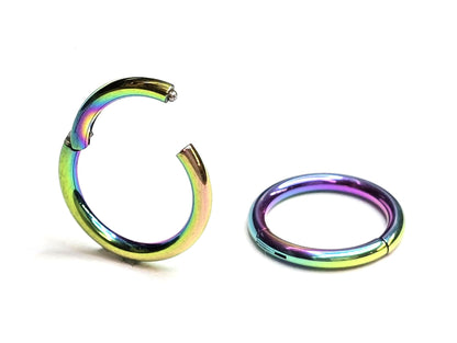 Segment Septum Ring, Hinged Nose Ring - 20G to 8G - 6mm to 16mm - Available in Steel, Gold, Rose Gold, Black, Rainbow - 1pc each order