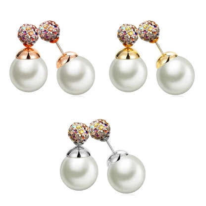 Pearl Studs, Double Pear Earrings- Custom Front Back Earrings  - Pearl Ear Jacket - 2 in 1 Earrings - Silver, Gold and Rose Gold