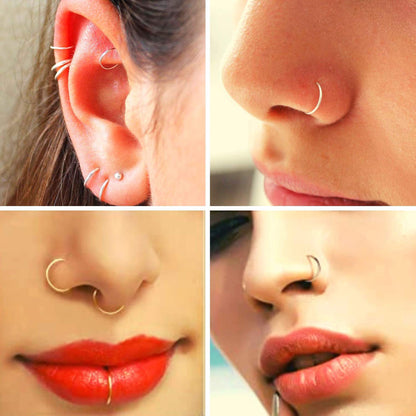Titanium Nose Ring Hoop, Hoop Earrings - Nose Piercing 20g, 18g - Value Pack of 6 / 12 / 18 pieces - In Various Colors