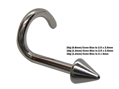 Titanium Nose Ring, Nose Studs - Customize 20g 18g 16g Nostril Screw Ring - Top part can be Cone, Spike, Gem or Multi Crystal - Nasal Studs