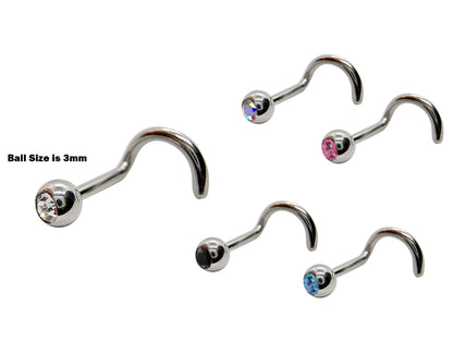 Titanium Nose Ring, Nose Studs - Customize 20g 18g 16g Nostril Screw Ring - Top part can be Cone, Spike, Gem or Multi Crystal - Nasal Studs