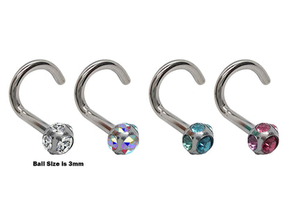 Nose Ring, Nose Studs - Customize 20g 18g 16g Nostril Screw Ring - Top part can be Cone, Spike, Gem or Multi Crystal