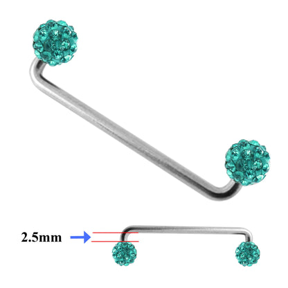 Dermal Piercing, Staple Barbell - Surface Barbell with Disco Ball Top Gem Multi Crystal