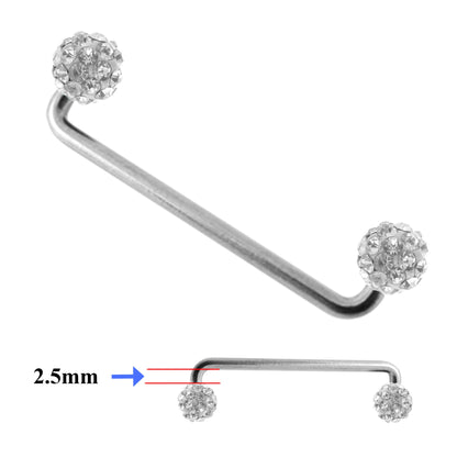 Dermal Piercing, Staple Barbell - Surface Barbell with Disco Ball Top Gem Multi Crystal