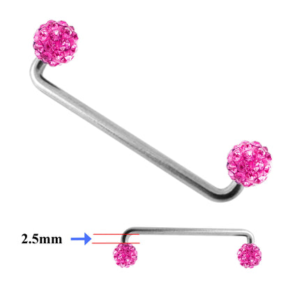 Dermal Piercing, Staple Barbell - Surface Barbell with Disco Ball Top Gem Multi Crystal