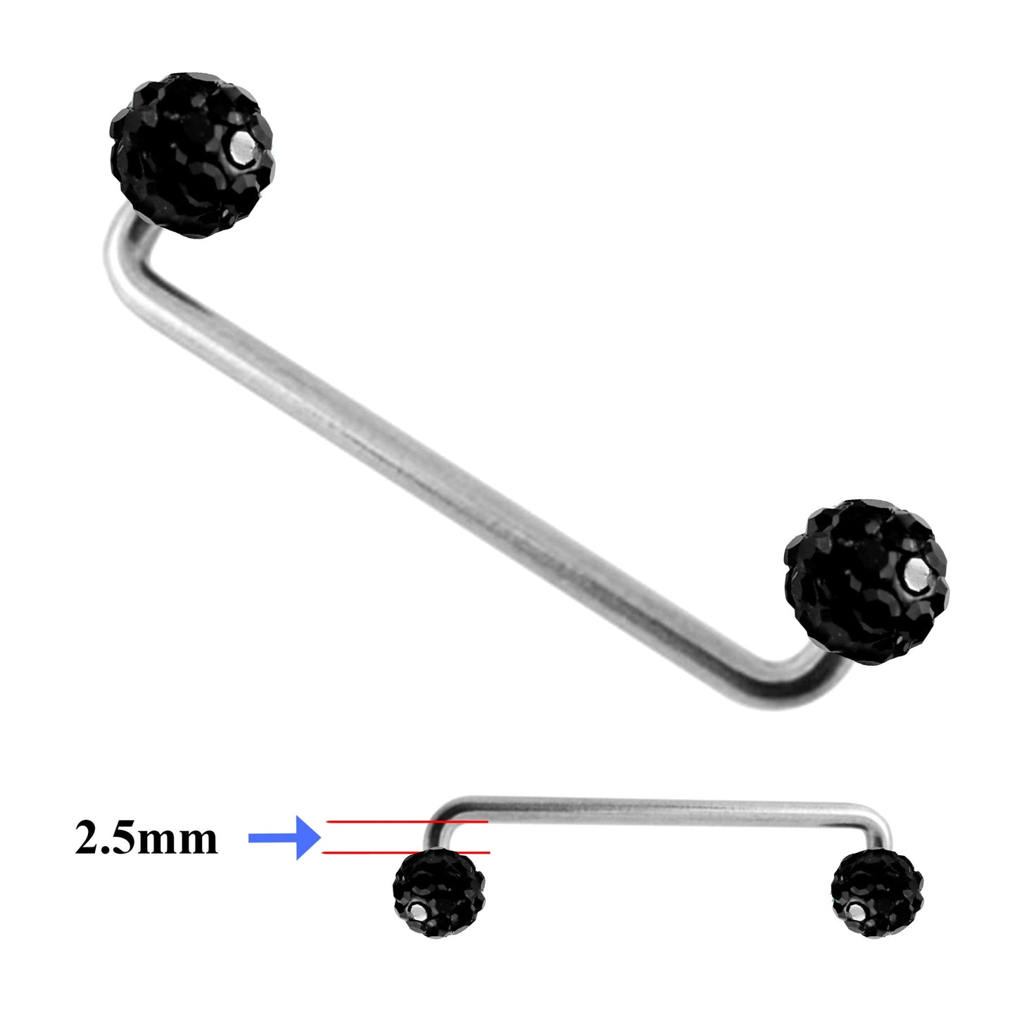 Dermal Piercing, Staple Barbell - Surface Barbell with Disco Ball Top Gem Multi Crystal