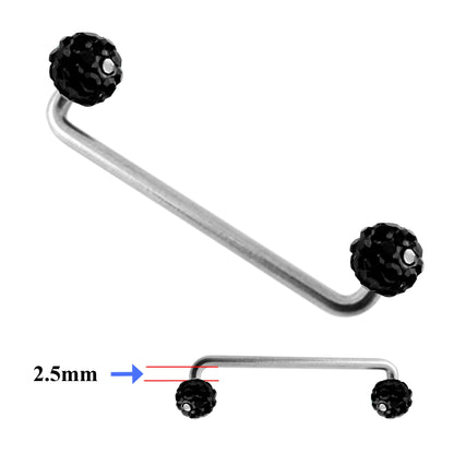 Dermal Piercing, Staple Barbell - Surface Barbell with Disco Ball Top Gem Multi Crystal