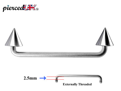 Spike Surface Piercing Jewelry, Staple Barbell - Dermal Bar for Skin Piercing Body Modification and Body Jewellery