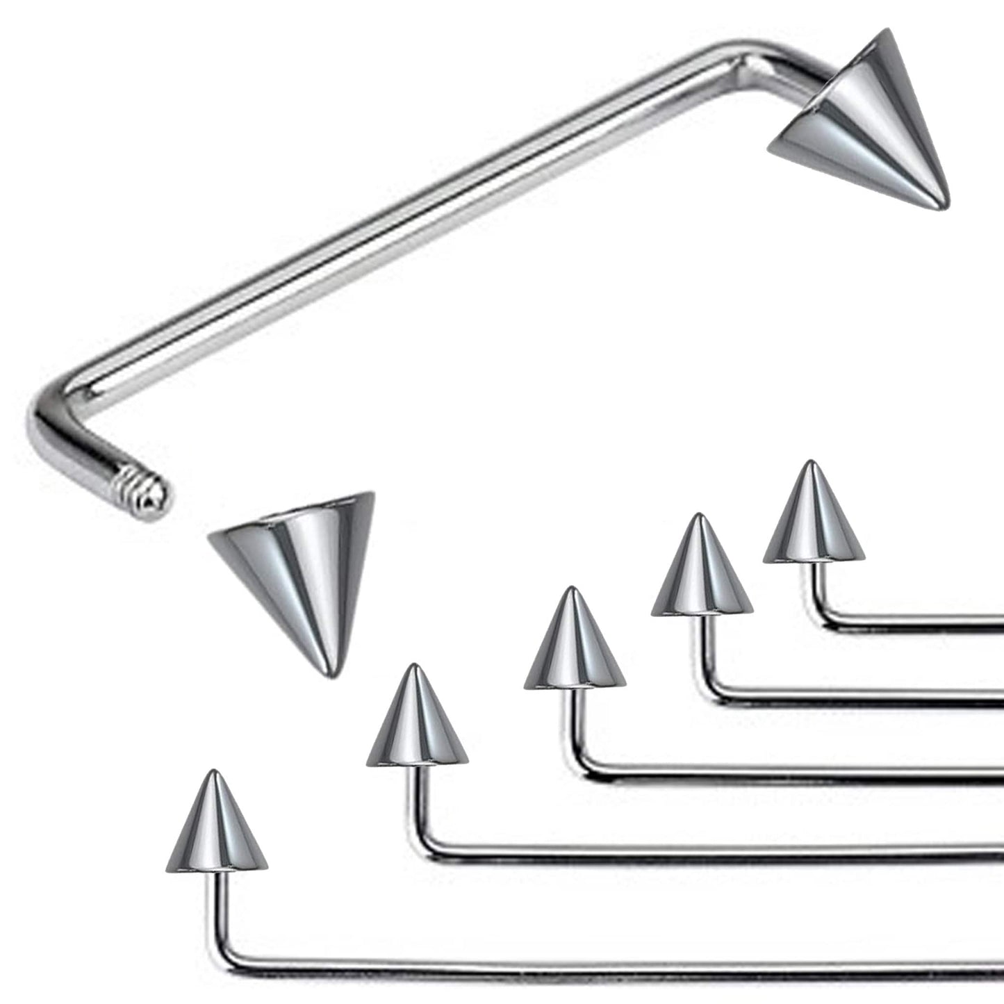 Spike Surface Piercing Jewelry, Staple Barbell - Dermal Bar for Skin Piercing Body Modification and Body Jewellery