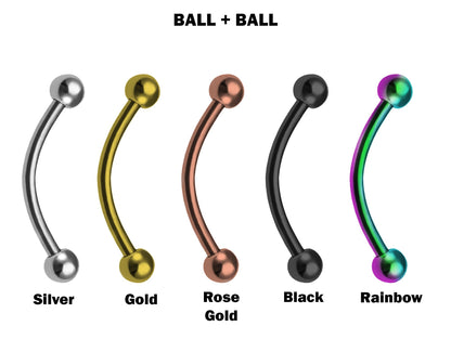 Titanium Vertical Labret Lip Jewelry BallConeSpike Curved Barbell Eyebrow Jewelry, Rook, Daith, Cartilage, Nose Piercing, Belly Ring