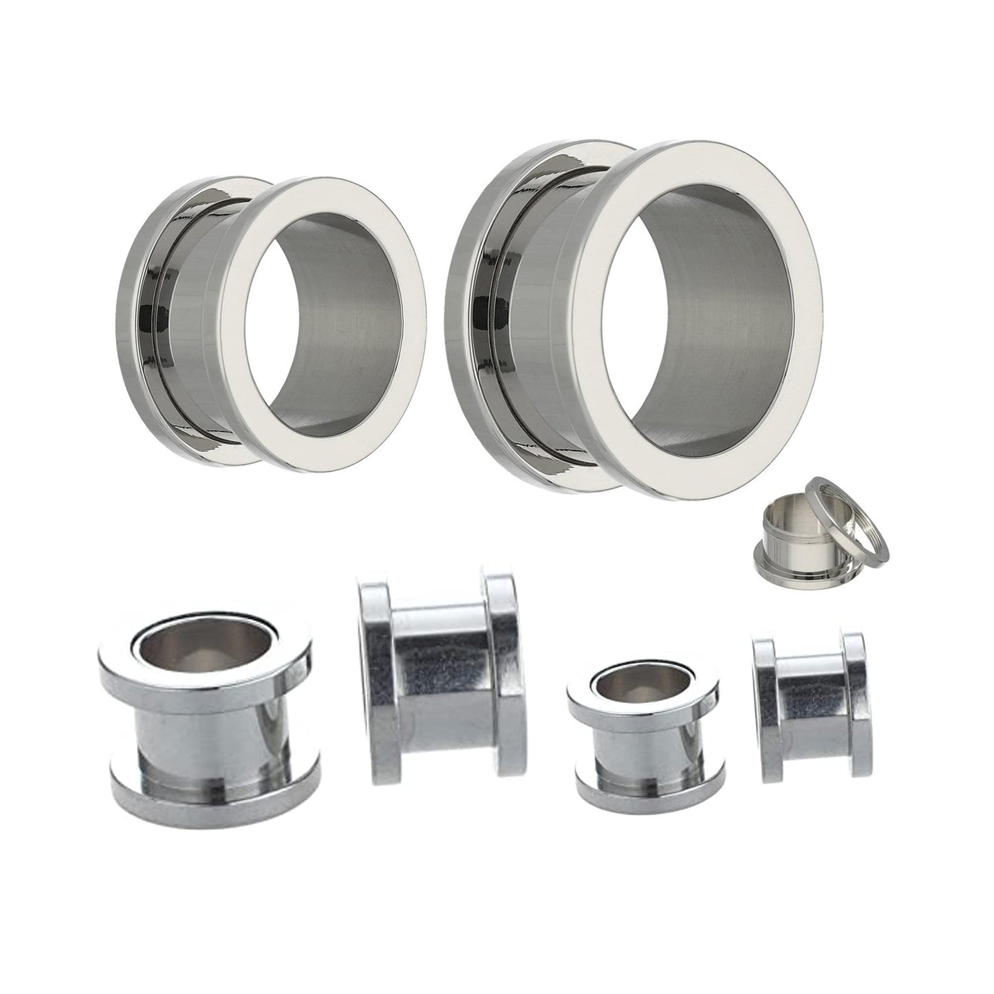 Ear Tunnel Plug, Tunnel Gauges 00g to 12g - Titanium Steel Flesh Earrings - Steel Tunnels Body Modification - Threaded Screw fit - 1 piece