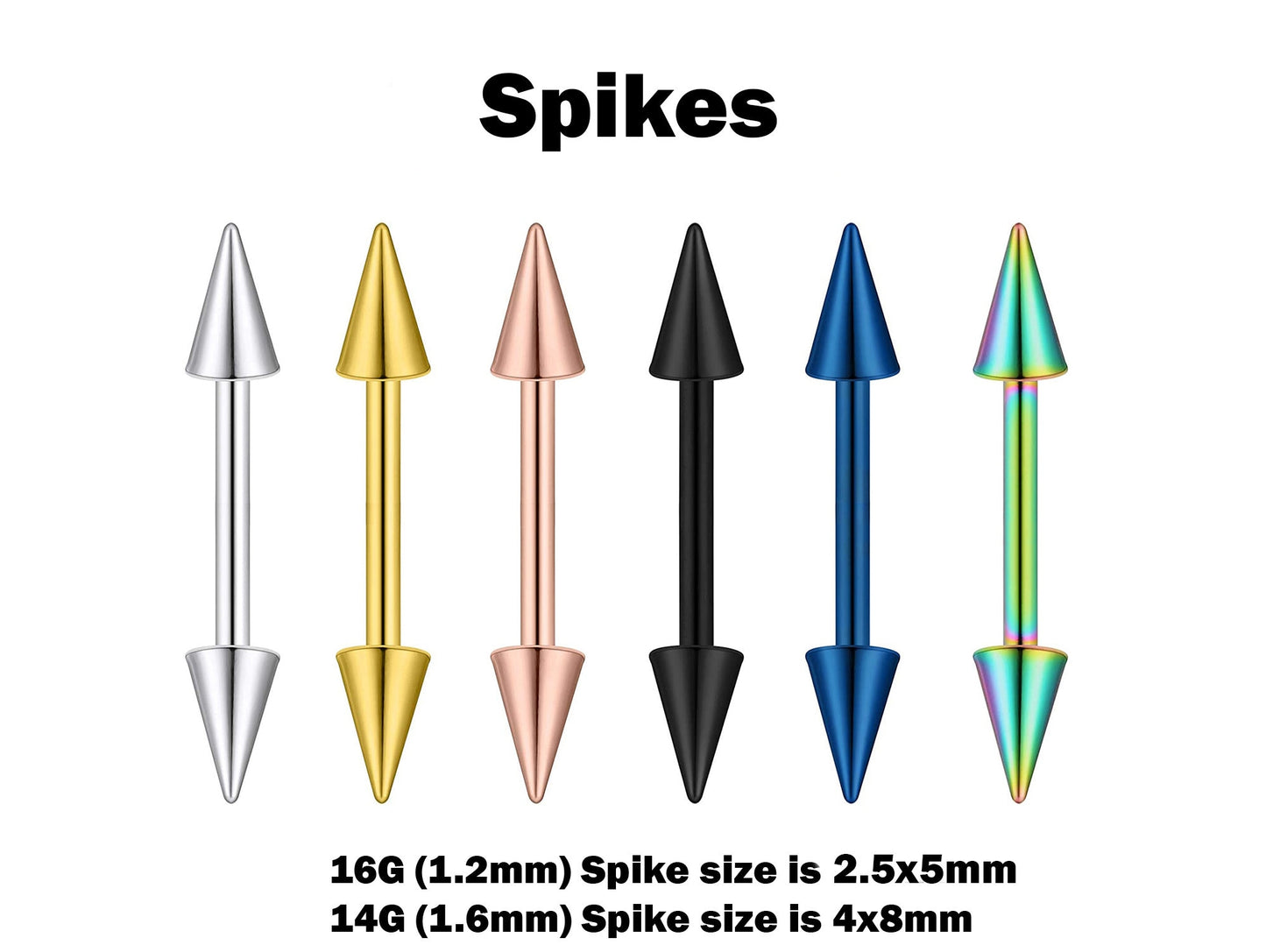 Titanium Cone  Spike Nipple Barbell, External Threaded 16g 14g Barbell Studs Body Piercing Also for Eyebrow, Earring, Cartilage